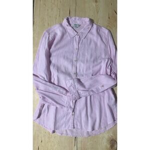 Orvis Classic Collection Pink Linen Blend Button‎ Down Shirt Womens Large L/G